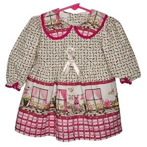 Creaciones La Estrella De Jalisco Dress Size 2 12-18 Mon Yellow Birds & Floral